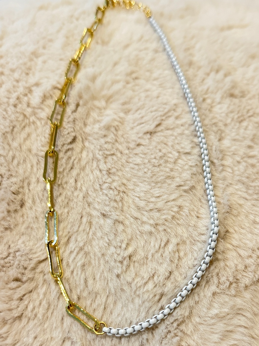 Gold Layered Bead and Chain Necklace Set with White Braided Accent - Picture 7 of 7